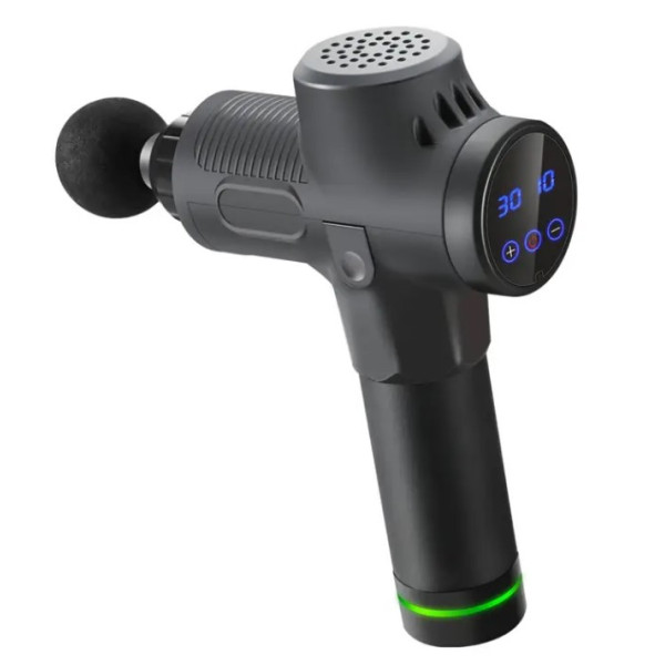 Ударний перкусійний масажер Massage Gun Max 30 режимів та 12 насадок з кейсом (Чорний)