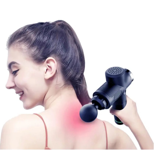 Ударний перкусійний масажер Massage Gun Max 30 режимів та 12 насадок з кейсом (Чорний)