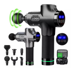 Перкусійний ударний масажер Rlaxyoo S3 Massage Gun  (12 насадок) 30 режимів (Карбон)