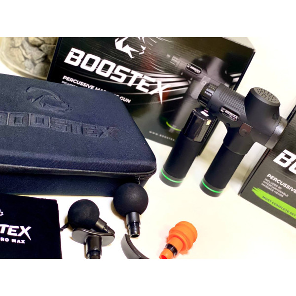 Ударний масажер тригерних точок Boostex PRO MАХ-30 режимів +20 насадок + запасна батарея 2500am/h + кейс у подарунок