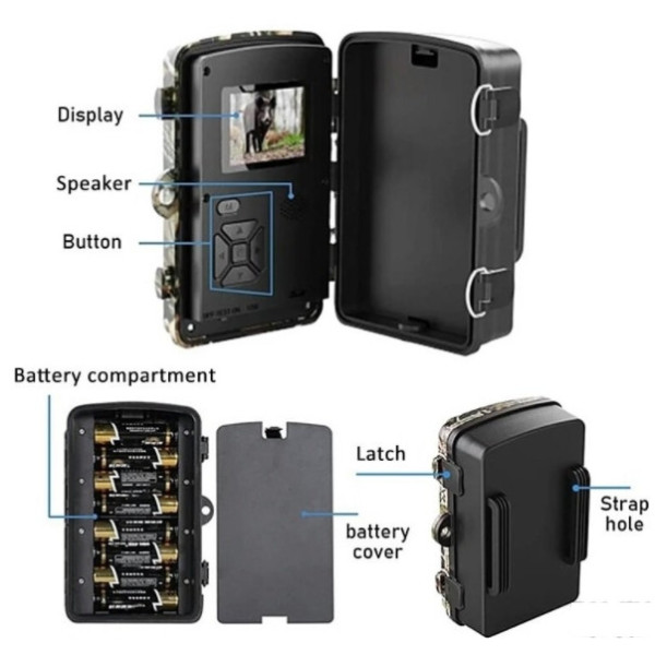 Фотопастка Suntekcam DL-100 (12 Мп, 2" дисплей), захист IP66. Камера з датчиком руху та нічною зйомкою.