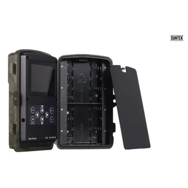 Фотопастка Suntek HC-808A з кутом огляду 120°, датчиком руху, нічним знімком та захистом IP65 — камера для охорони на відстані до 20 метрів.