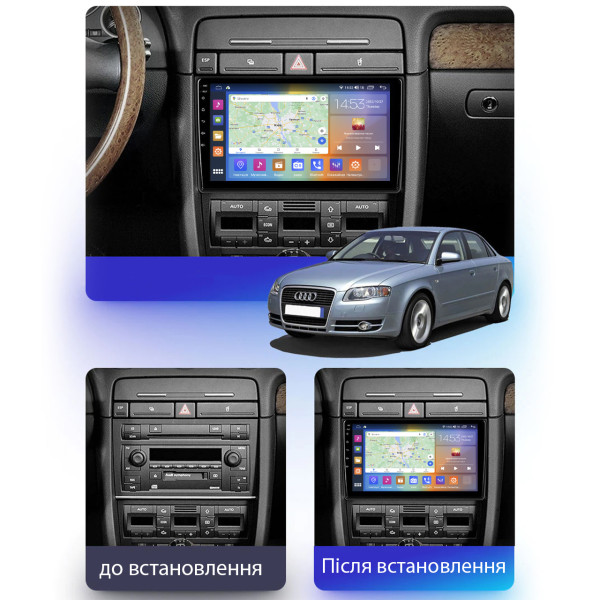 Штатная магнитола Lesko для Audi A4 II (B6) 2000-2006 экран 9" 4/64Gb CarPlay 4G Wi-Fi GPS Prime