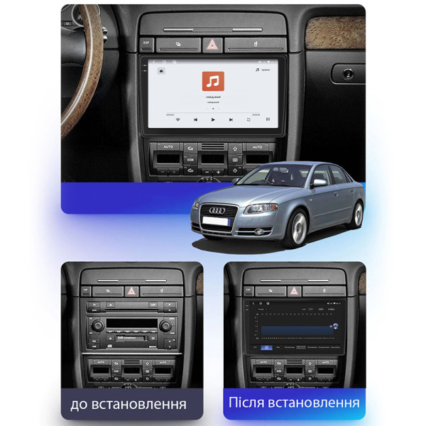 Штатная магнитола Lesko для Audi A4 II (B6) 2000-2006 экран 9" 4/64 QLED CarPlay 4G Wi-Fi GPS 360 Prime