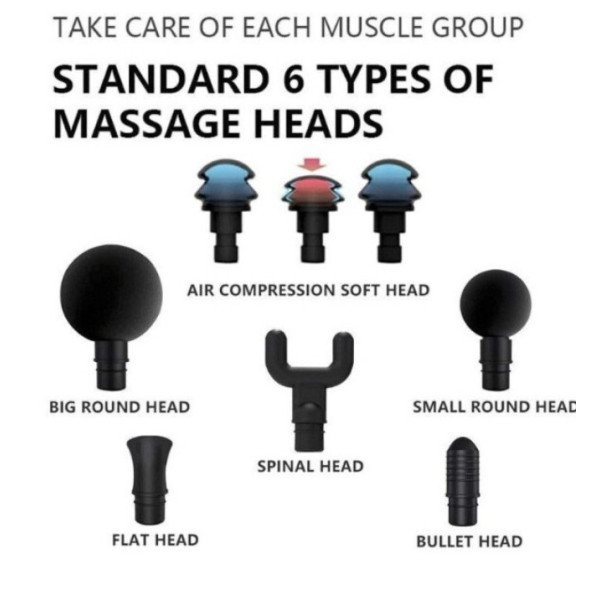Перкусійний масажер Booster T для м'язів і тригерних точок, 6 насадок, акумулятор 2000 мАг