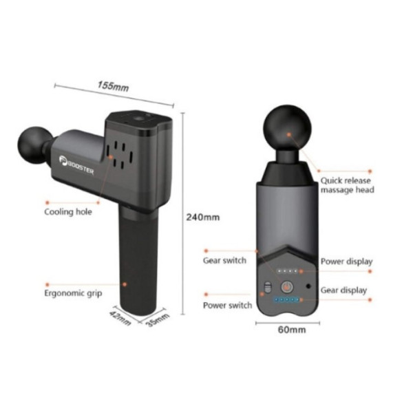 Перкусійний масажер Booster T для м'язів і тригерних точок, 6 насадок, акумулятор 2000 мАг