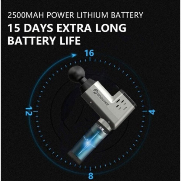 Перкусійний масажер Booster T для м'язів і тригерних точок, 6 насадок, акумулятор 2000 мАг