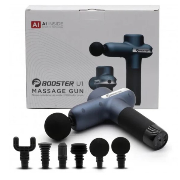 Професійний перкусійний масажер Booster Lightsaber U1 (24v) – синій масажний пістолет для відновлення та релаксації