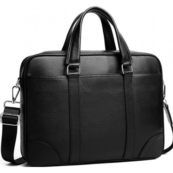 Шкіряна чоловіча сумка для документів та ноутбука 40x30x8, портфель для офіса SL-21511, чорний