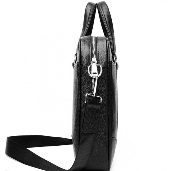 Шкіряна чоловіча сумка для документів та ноутбука 40x30x8, портфель для офіса SL-21511, чорний