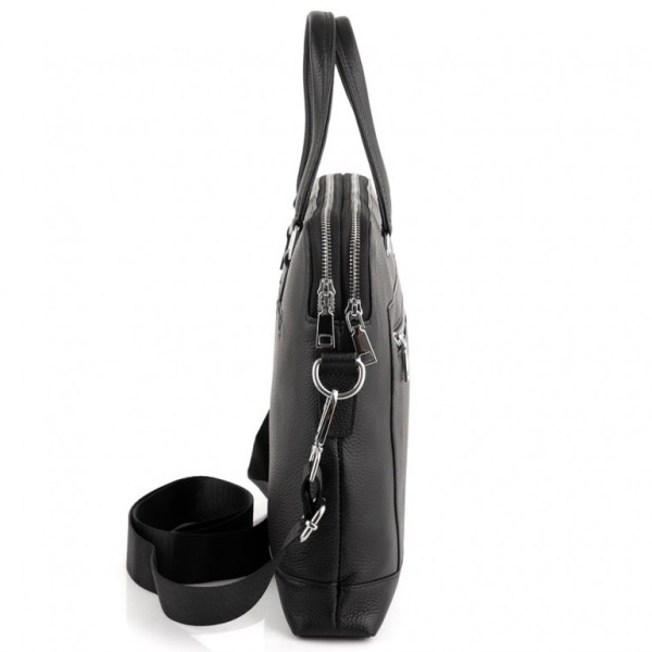 Шкіряна чоловіча ділова сумка 38x29x8, папка портфель для роботи  Tiding Bag 30987 чорна