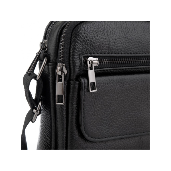 Шкіряна чоловіча сумка 17х21х5, барсетка через плече Tiding Bag 4134A чорна