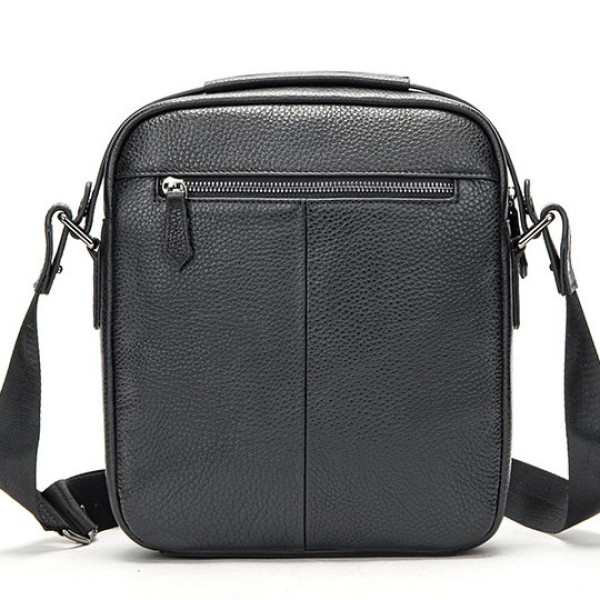 Чоловіча шкіряна сумка через плече 23х26х8, барсетка для телефону та документів Tiding Bag 711511 чорна