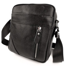 Чоловіча шкіряна сумка через плече 18х21х7, барсетка для документів Tiding Bag M38-10131A чорна