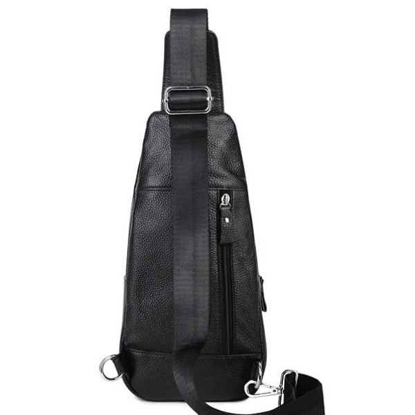 Чоловіча шкіряна сумка-слінг 17х32х7, бананка для роботи та офісу TIDING BAG - MK-96303 чорна