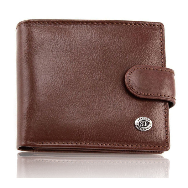 Стильне шкіряне чоловіче портмоне ST Leather В103 Коричневий