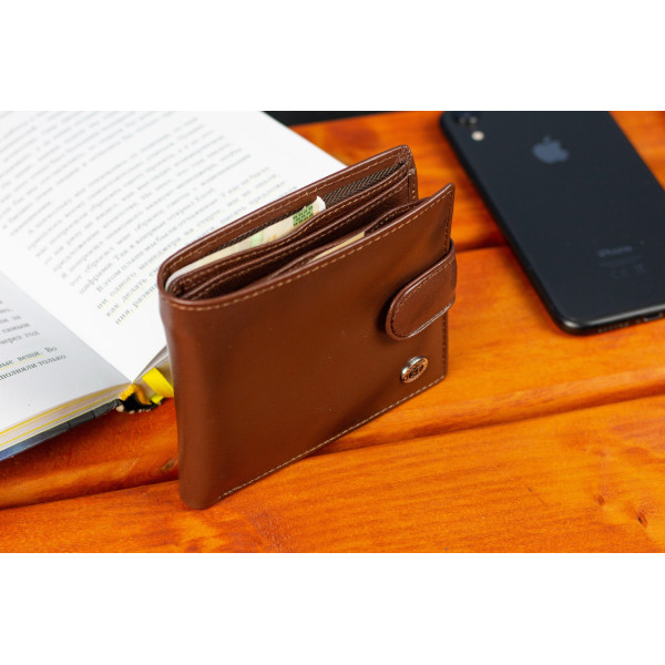 Стильне шкіряне чоловіче портмоне ST Leather В103 Коричневий