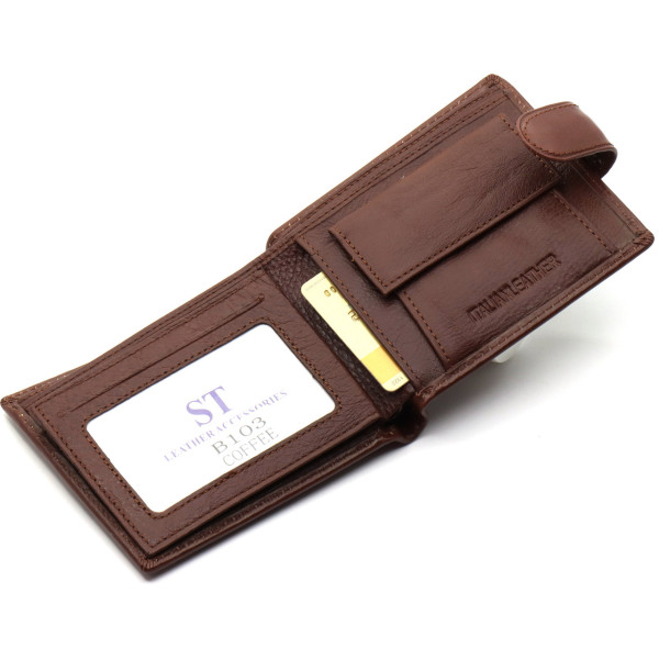 Стильне шкіряне чоловіче портмоне ST Leather В103 Коричневий