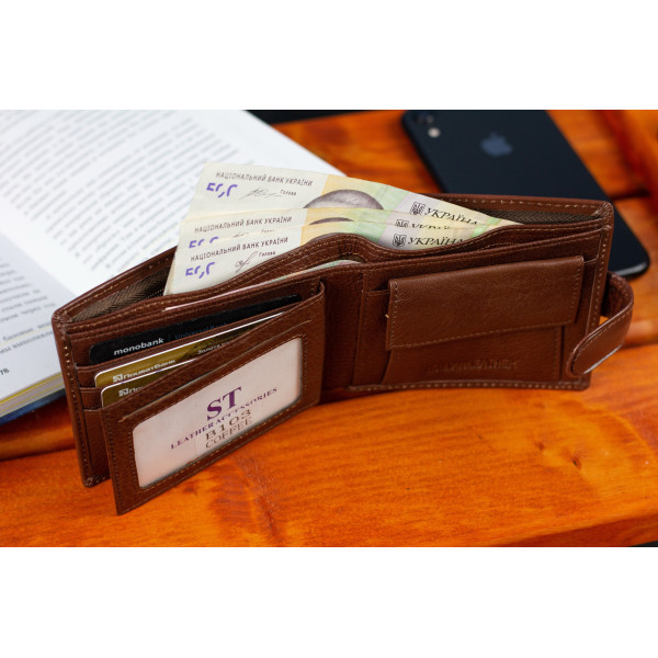 Стильне шкіряне чоловіче портмоне ST Leather В103 Коричневий