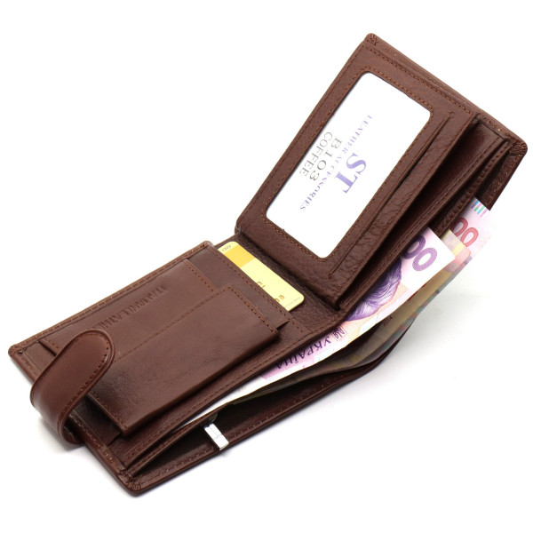 Стильне шкіряне чоловіче портмоне ST Leather В103 Коричневий