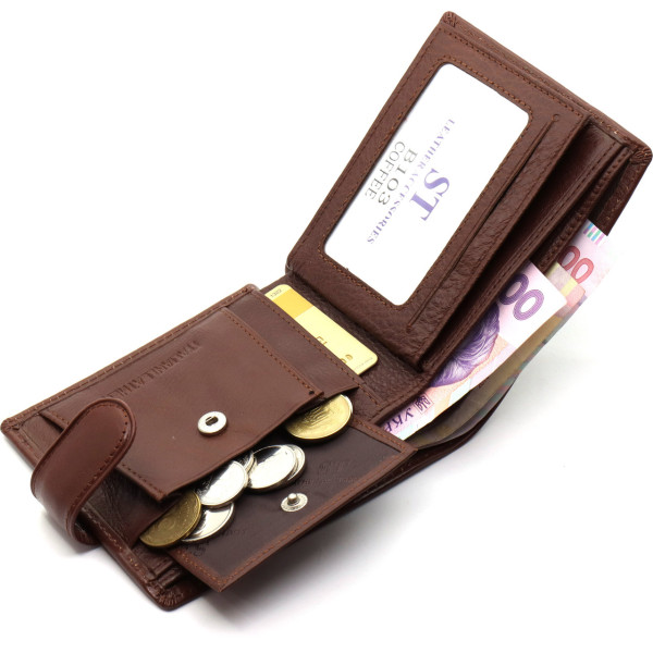 Стильне шкіряне чоловіче портмоне ST Leather В103 Коричневий