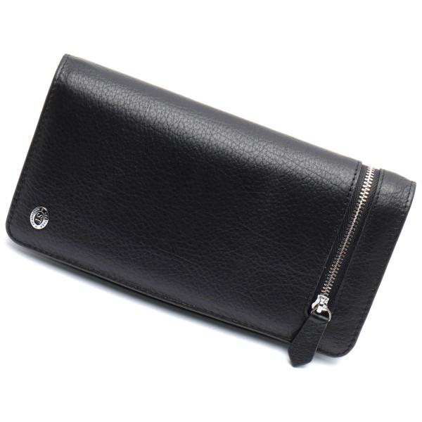 Чорний багатофункціональний чоловічий гаманець з натуральної шкіри МС291