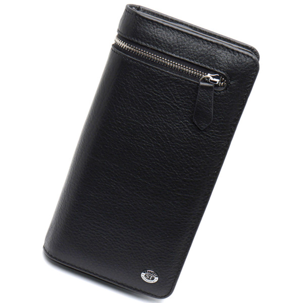 Чорний багатофункціональний чоловічий гаманець з натуральної шкіри МС291