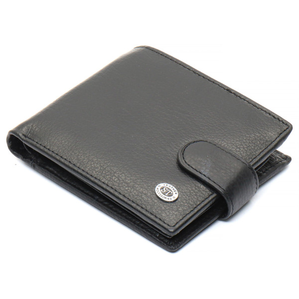 Чорне чоловіче портмоне з натуральної шкіри з фіксацією ST Leather ST103