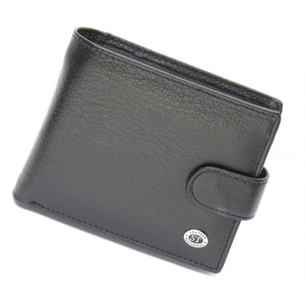 Чорне чоловіче портмоне з натуральної шкіри з фіксацією ST Leather ST103