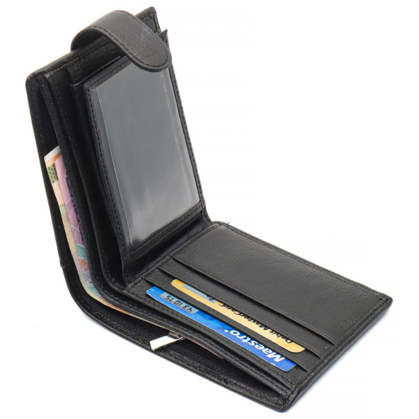 Чорне чоловіче портмоне з натуральної шкіри з фіксацією ST Leather ST103