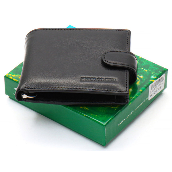 Чорне шкіряне чоловіче портмоне із затискачем для грошей Marco Coverna MC-2006H-1