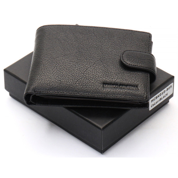 Чорне шкіряне портмоне з відділом для документів Marco Coverna MCBK10-805