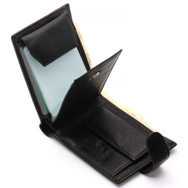 Чорне чоловіче портмоне з натуральної шкіри із візитницею Marco Coverna MC-2057-1