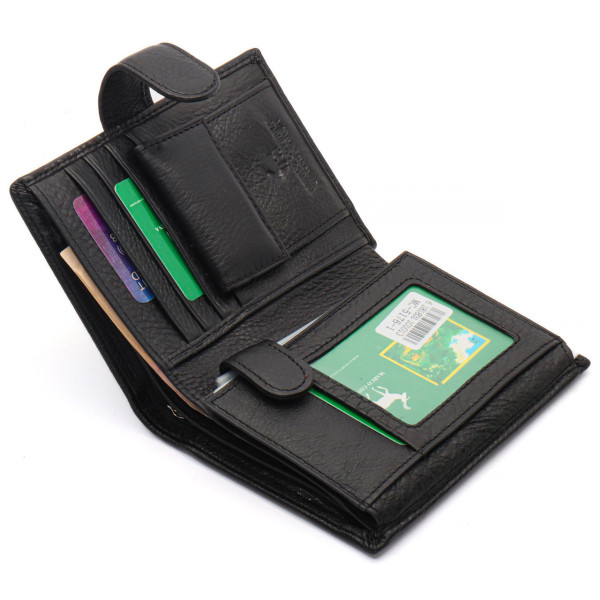 Чорний чоловічий гаманець вертикального типу з натуральної шкіри під документи Marco Coverna MC-5176-1