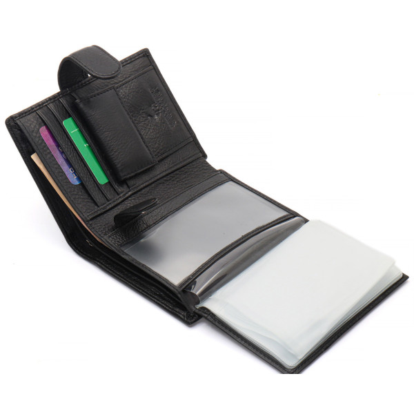 Чорний чоловічий гаманець вертикального типу з натуральної шкіри під документи Marco Coverna MC-5176-1