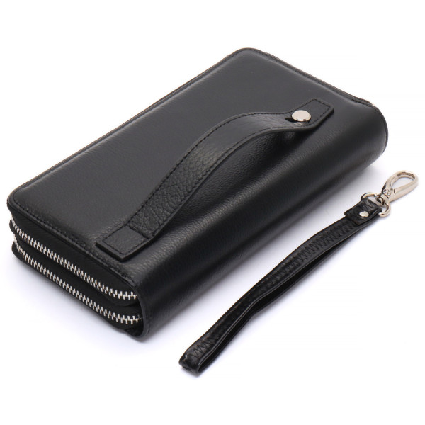 Чорний чоловічий клатч на дві блискавки з натуральної шкіри Marco Coverna MC-801-1