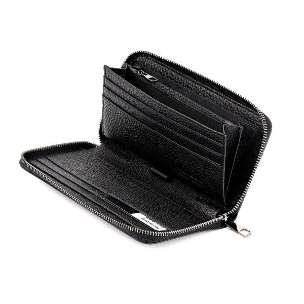 Чорний чоловічий клатч на дві блискавки з натуральної шкіри Marco Coverna MC-801-1