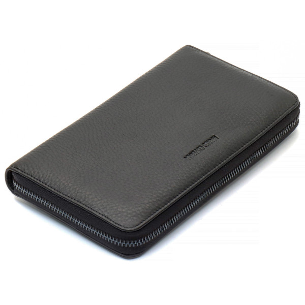 Чорний гаманець-клатч з блоком під картки під однією блискавкою з натуральної шкіри Marco Coverna МС-5901Q