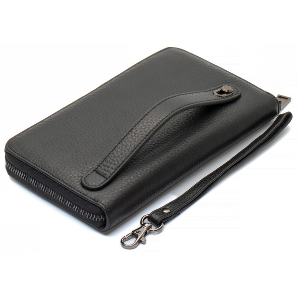 Чорний гаманець-клатч з блоком під картки під однією блискавкою з натуральної шкіри Marco Coverna МС-5901Q
