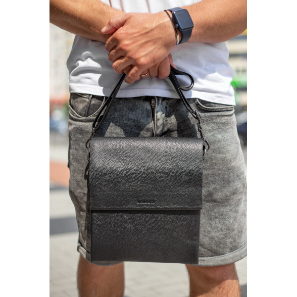 Чоловічий шкіряний месенджер 23х26х6, сумка планшет через плече BEXHILL TD-18621 чорний