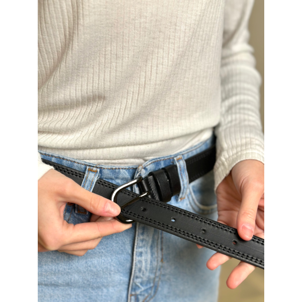 Класичний чорний ремінь 7096