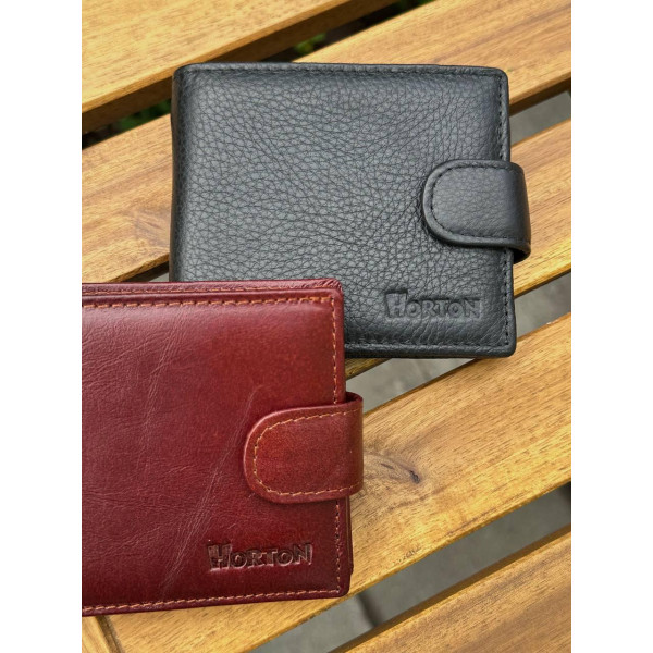 Чоловічий гаманець натуральний гаманець чорний, коричневий HORTON 208