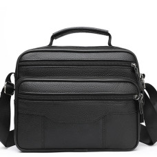 Чоловіча шкіряна сумка-барсетка 23х19х7, месенджер із ручкою та ременем через плече BX-10041 чорний