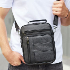 Чоловіча шкіряна сумка-барсетка 20х25х 5.5, месенджер через плече Bexhill BX-02103 чорний