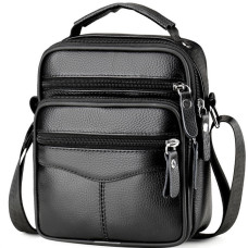 Чоловіча сумка барсетка 17x21x9, шкіряна сумочка планшет Tiding Bag 75003 чорна