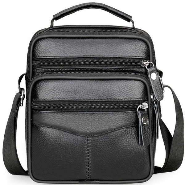 Чоловіча сумка барсетка 17x21x9, шкіряна сумочка планшет Tiding Bag 75003 чорна