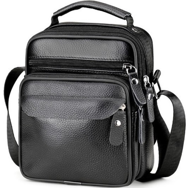 Чоловіча шкіряна барсетка через плече 17х21х9, месенджер з ручкою Bexhill Bx-54551 чорная