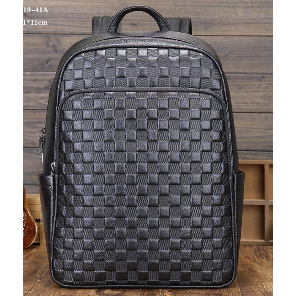 Рюкзак чоловічий шкіряний 30х41х15, міський наплічник для ноутбука та документів Tiding Bag 63989 чорний