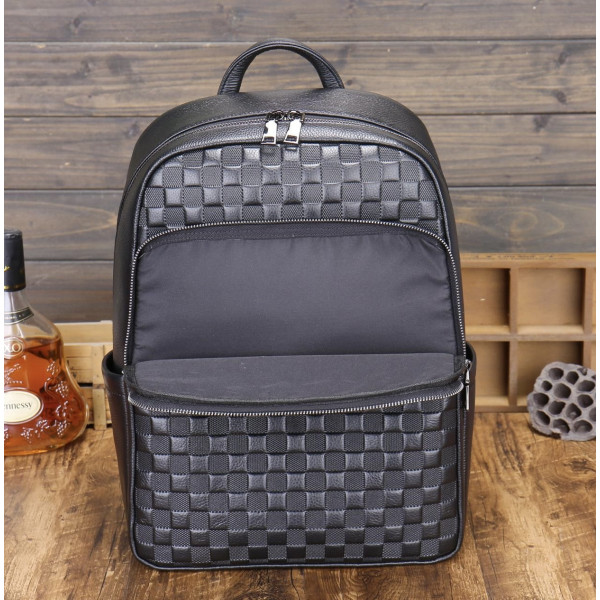 Рюкзак чоловічий шкіряний 30х41х15, міський наплічник для ноутбука та документів Tiding Bag 63989 чорний