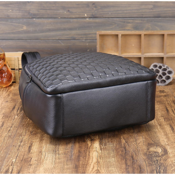 Рюкзак чоловічий шкіряний 30х41х15, міський наплічник для ноутбука та документів Tiding Bag 63989 чорний